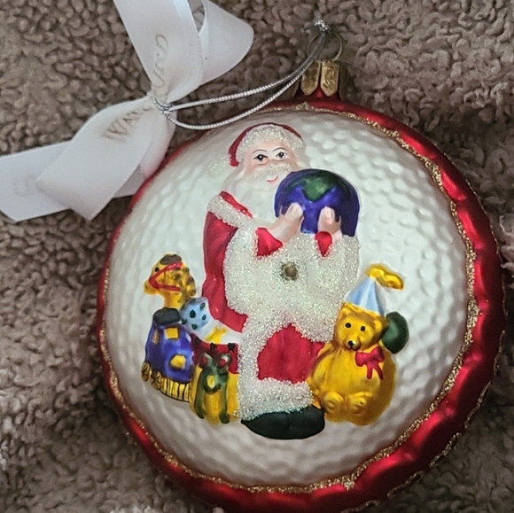 Vintage Waterford Blown Glass Santa With Gifts Christmas Ornament Double Sided - Picture 6 of 10